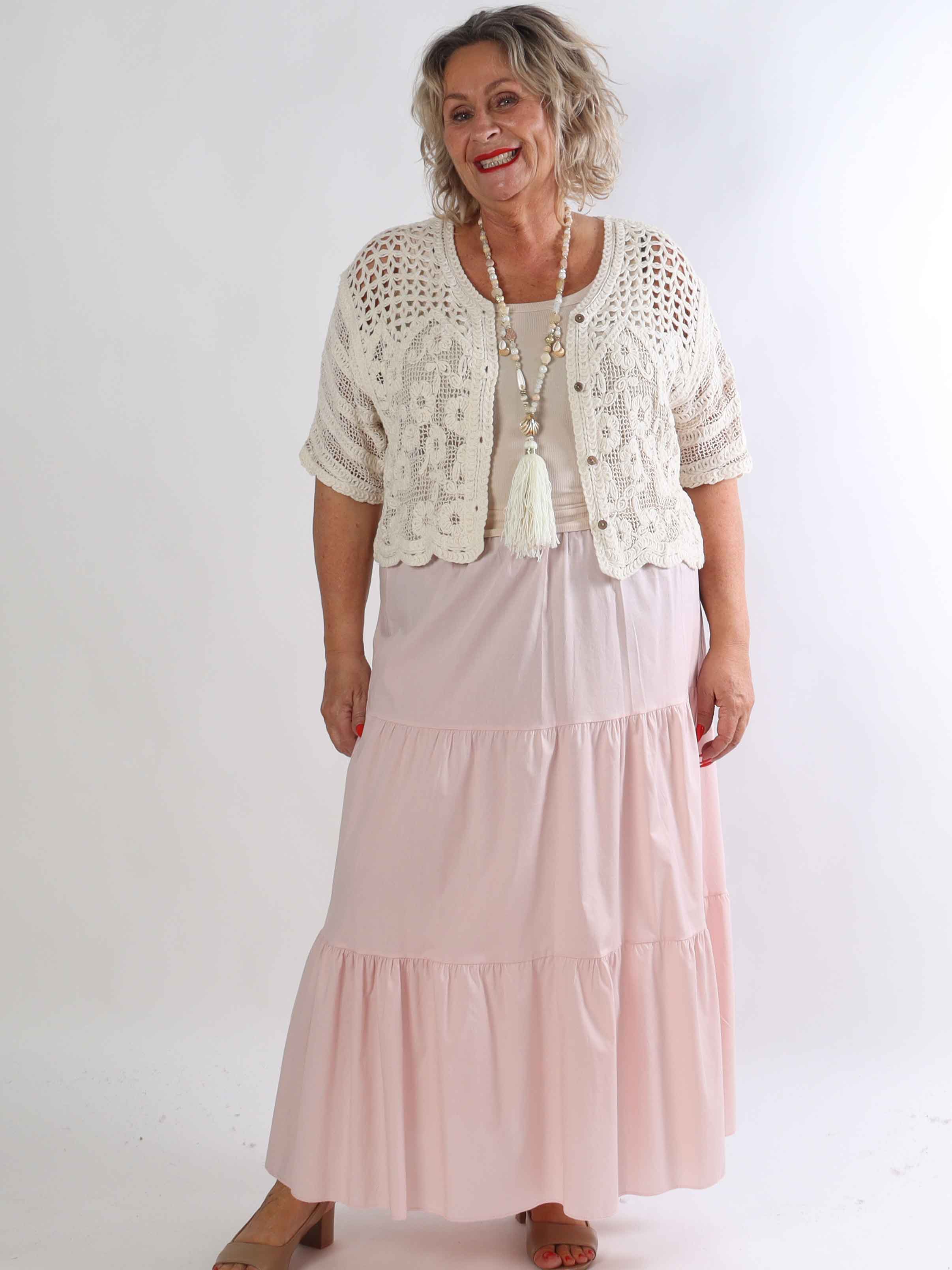 Ariella - Sød plus size nederdel i bomuld med lag-på-lag-effekt